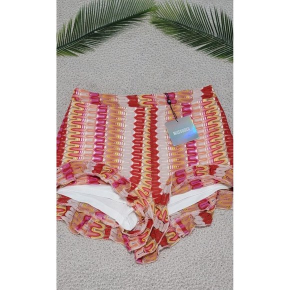 Missguided Women's Shorts Co Ord Crochet Frill Hem Multi-Color Size 8 NEW w/ Tag - Picture 3 of 15